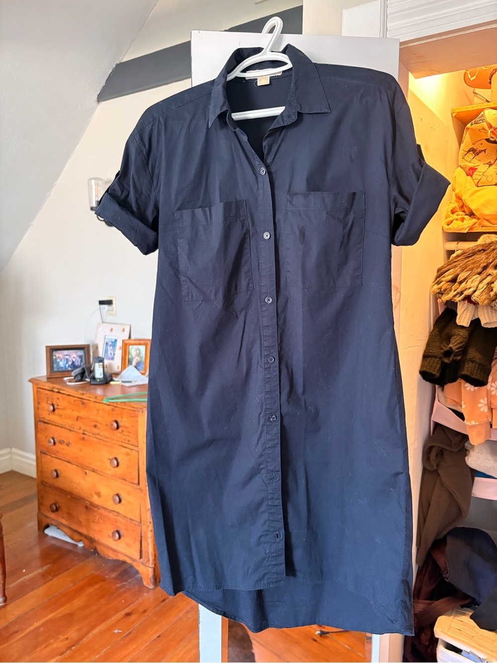 Michael Kors Navy Shirt Dress with rolled sleeves